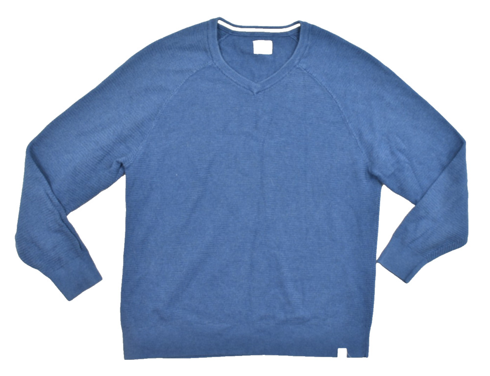 Lucky Brand Men's Size XXL Blue V-Neck Raglan Sleeve Knit Pullover Sweater